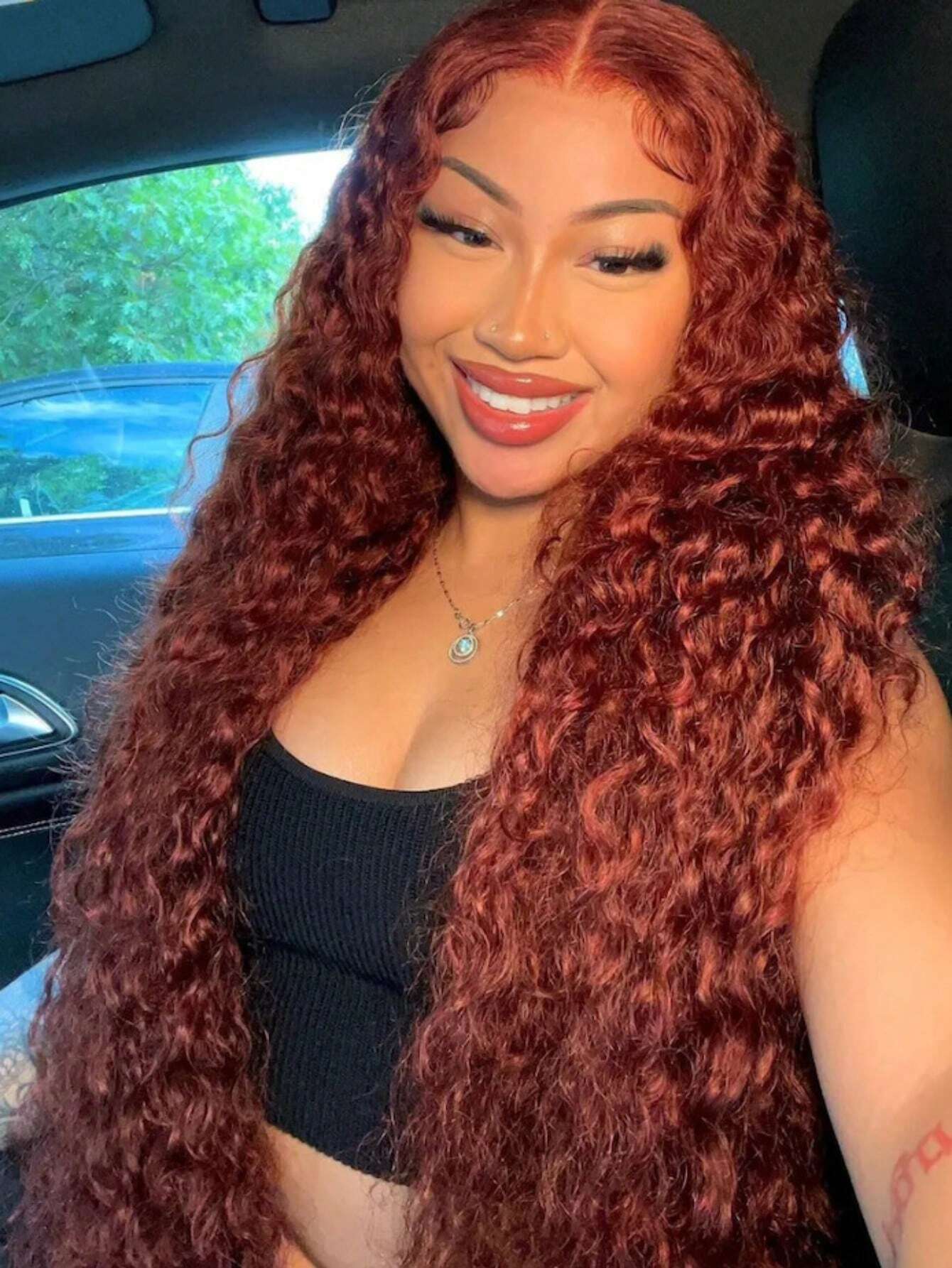 7x5 Bye Bye Knots Glueless Wig Pre Bleached Pre Cut Lace Closure Wig Reddish Brown Water Wave 100% Human Hair Wig Pre Bleached Pre Plucked Wear Go Wig