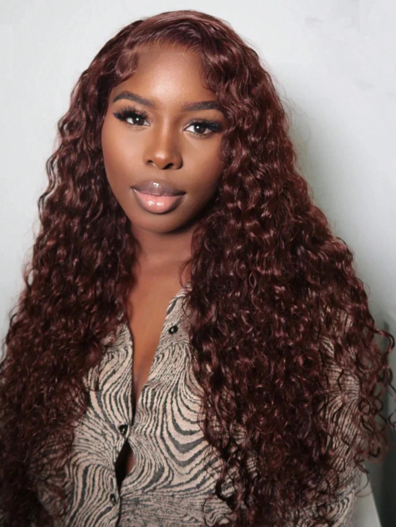 7x5 Bye Bye Knots Glueless Wig Pre Bleached Pre Cut Lace Closure Wig Reddish Brown Water Wave 100% Human Hair Wig Pre Bleached Pre Plucked Wear Go Wig