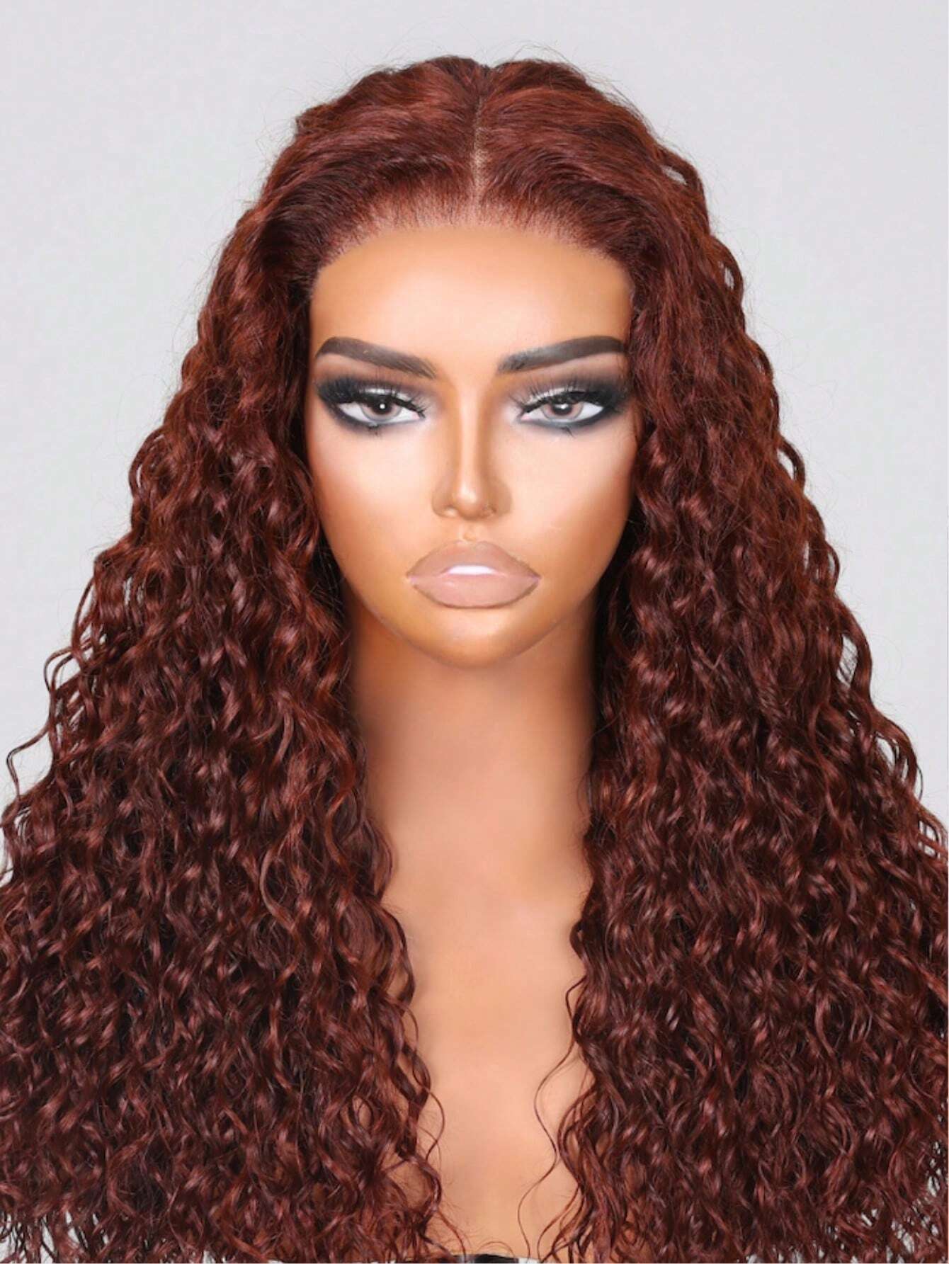 7x5 Bye Bye Knots Glueless Wig Pre Bleached Pre Cut Lace Closure Wig Reddish Brown Water Wave 100% Human Hair Wig Pre Bleached Pre Plucked Wear Go Wig