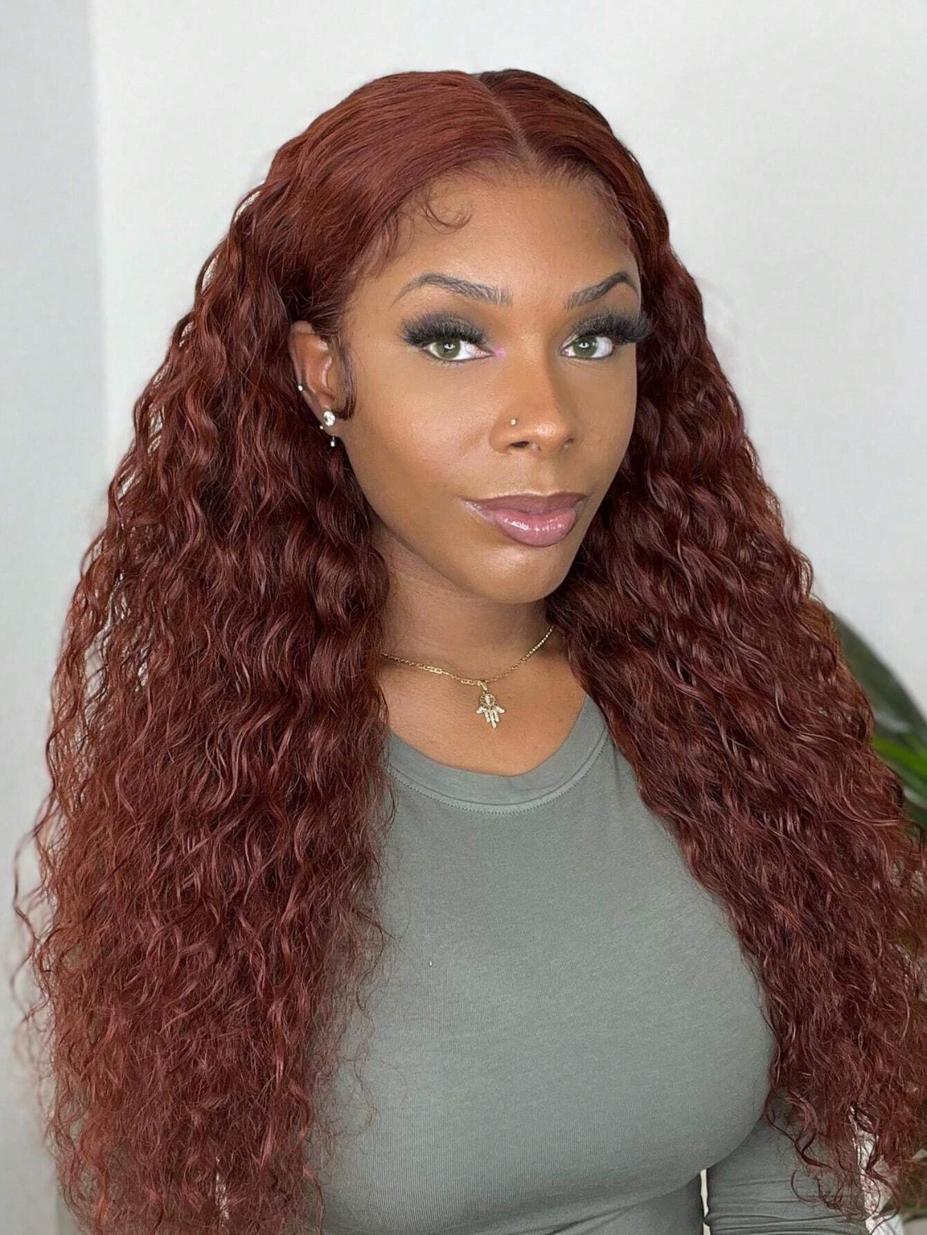7x5 Bye Bye Knots Glueless Wig Pre Bleached Pre Cut Lace Closure Wig Reddish Brown Water Wave 100% Human Hair Wig Pre Bleached Pre Plucked Wear Go Wig