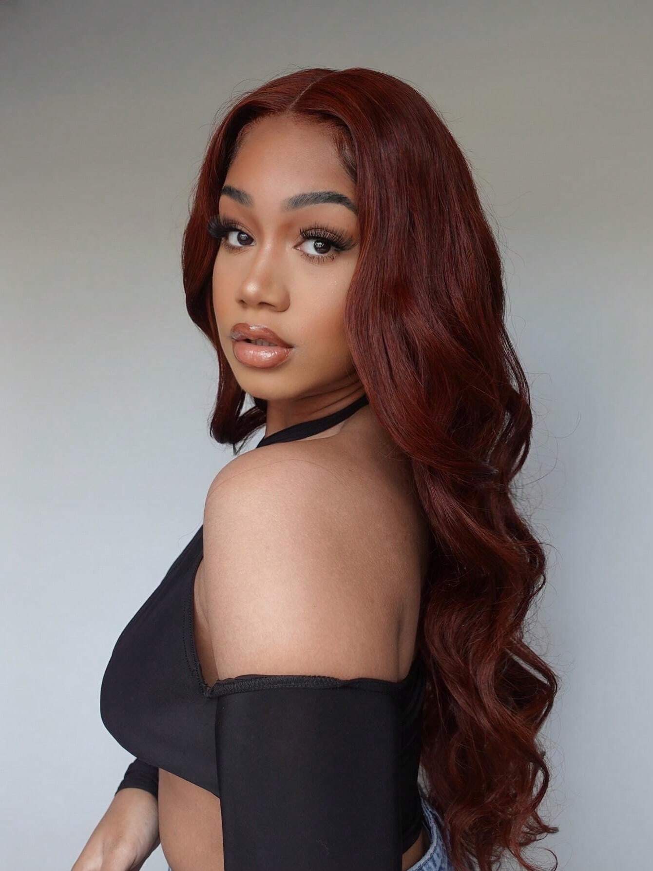Knotless Reddish Brown 7X5 Lace Front Closure Wigs Pre Plucked Pre Cut Pre Bleached Invisible Knots Body Wave 100% Human Hair Wigs Ready To Wear Go Glueless Wig