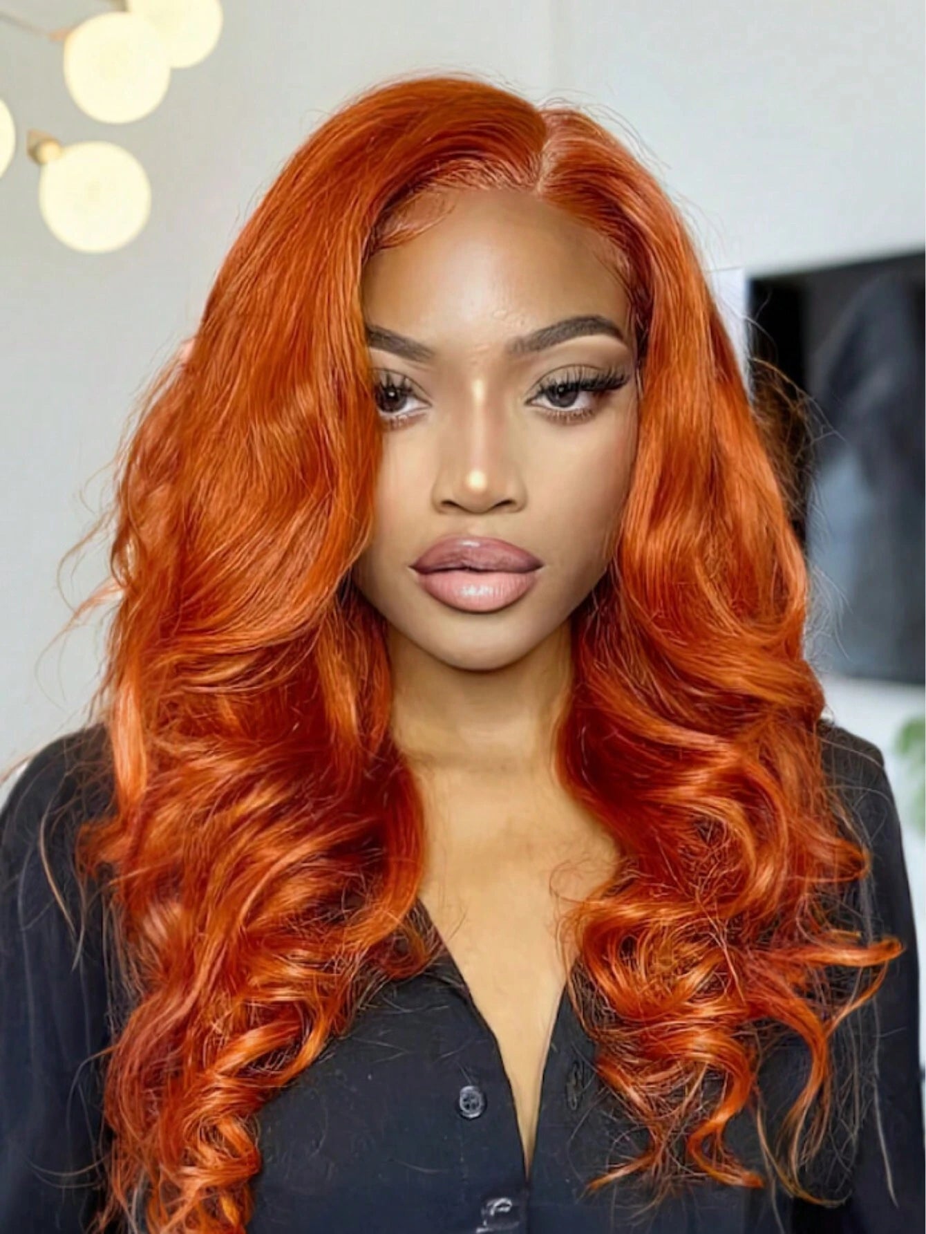 13x4 Lace Frontal Wig Ginger Orange Colored Body Wave Pre Cut Pre Plucked Pre Bleached 100% Human Hair Lace Front Wig
