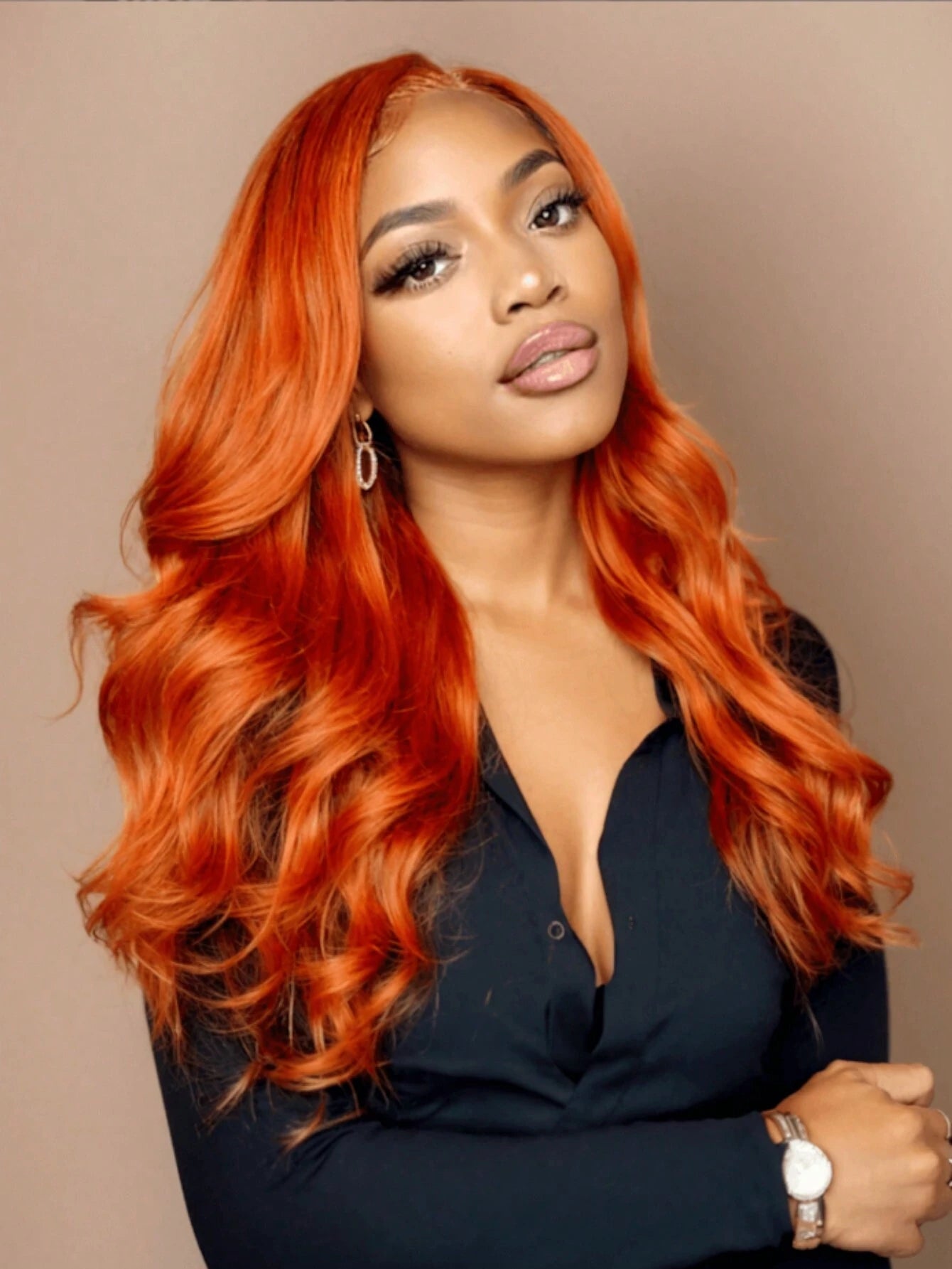 13x4 Lace Frontal Wig Ginger Orange Colored Body Wave Pre Cut Pre Plucked Pre Bleached 100% Human Hair Lace Front Wig