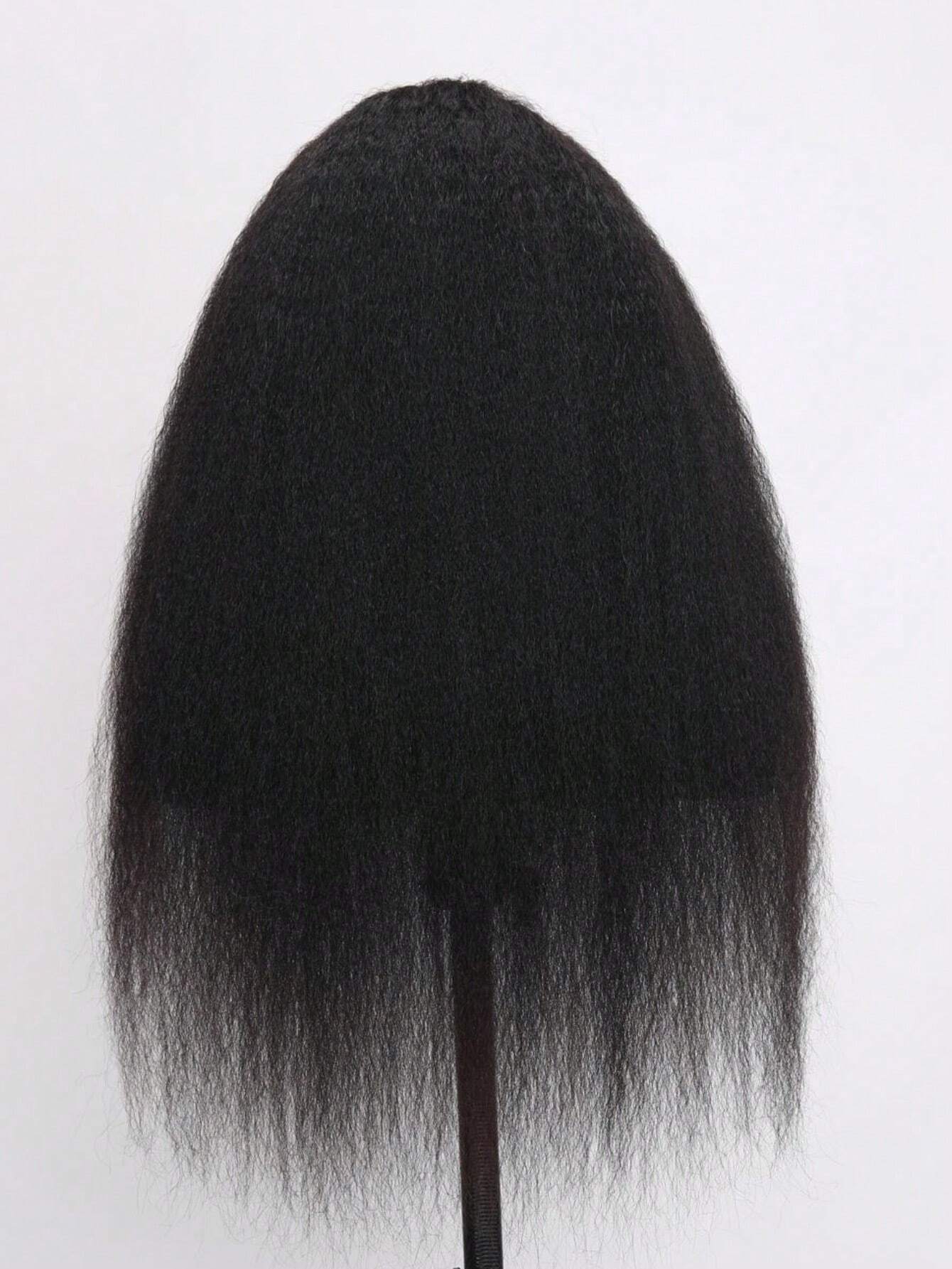 13x4 Lace Frontal Wig Pre Bleached Pre Cut Kinky Straight Human Hair Wig Lace Front Super Secure Black Real Ear To Ear Pre-Pluck Wig