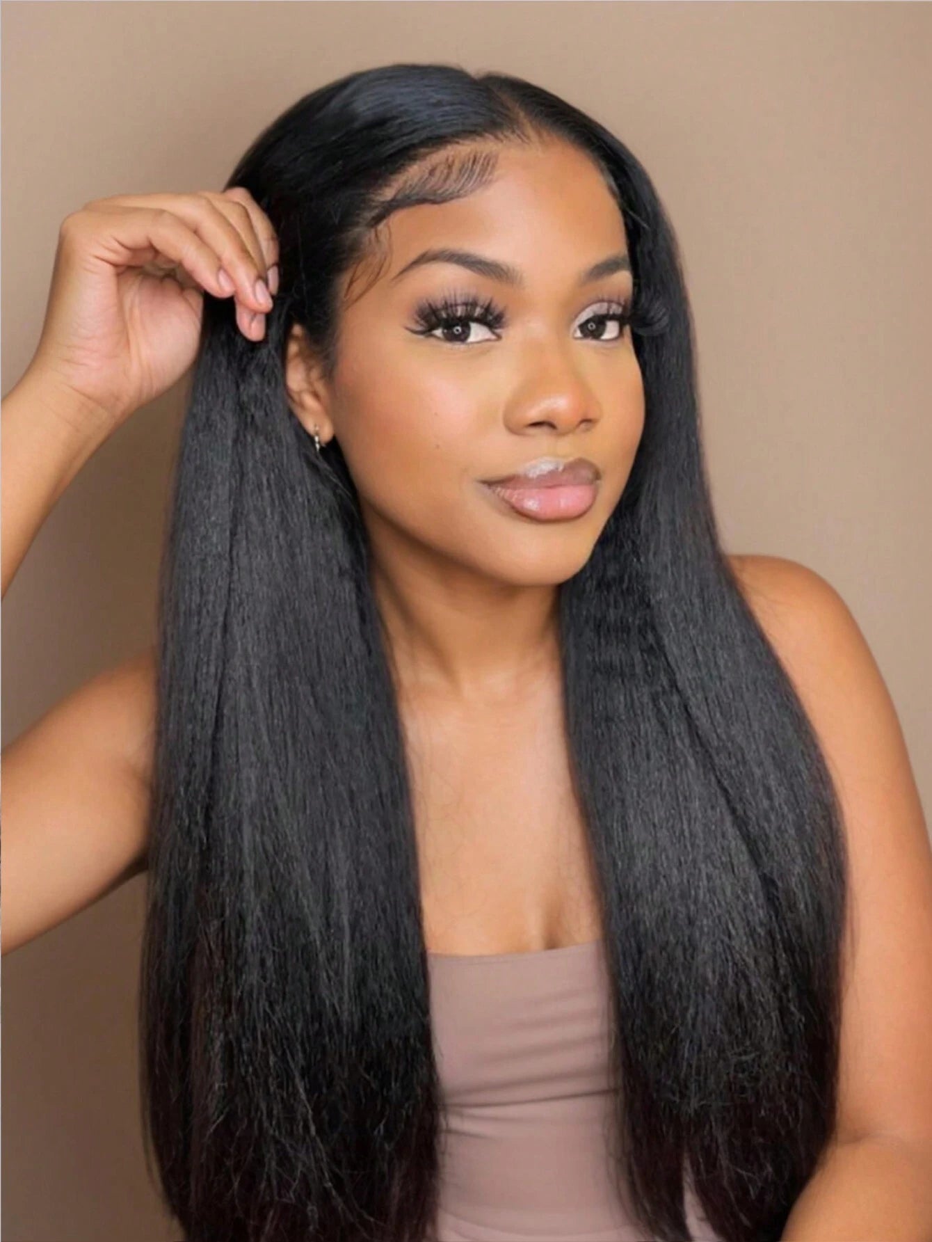 13x4 Lace Frontal Wig Pre Bleached Pre Cut Kinky Straight Human Hair Wig Lace Front Super Secure Black Real Ear To Ear Pre-Pluck Wig