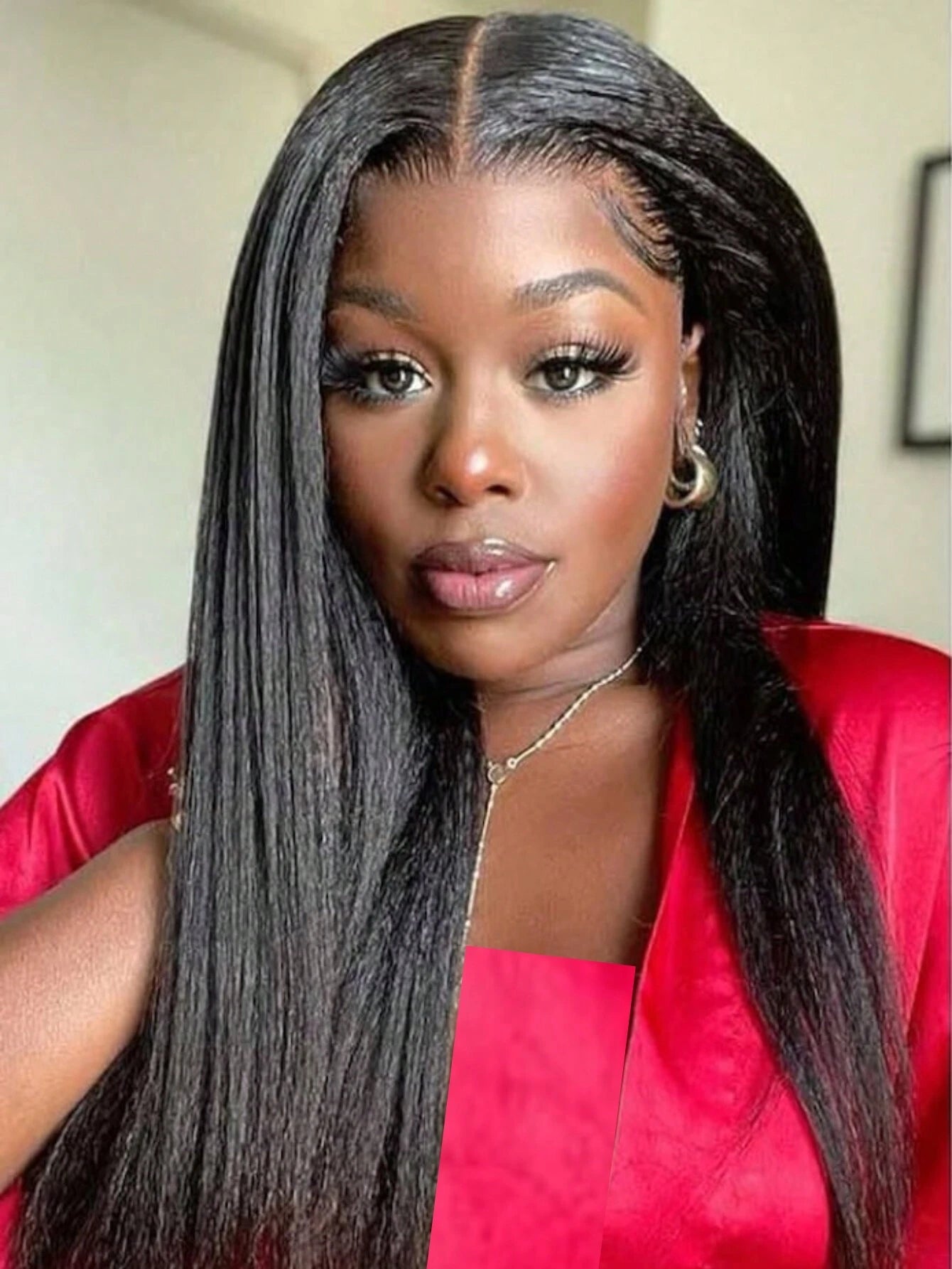 13x4 Lace Frontal Wig Pre Bleached Pre Cut Kinky Straight Human Hair Wig Lace Front Super Secure Black Real Ear To Ear Pre-Pluck Wig