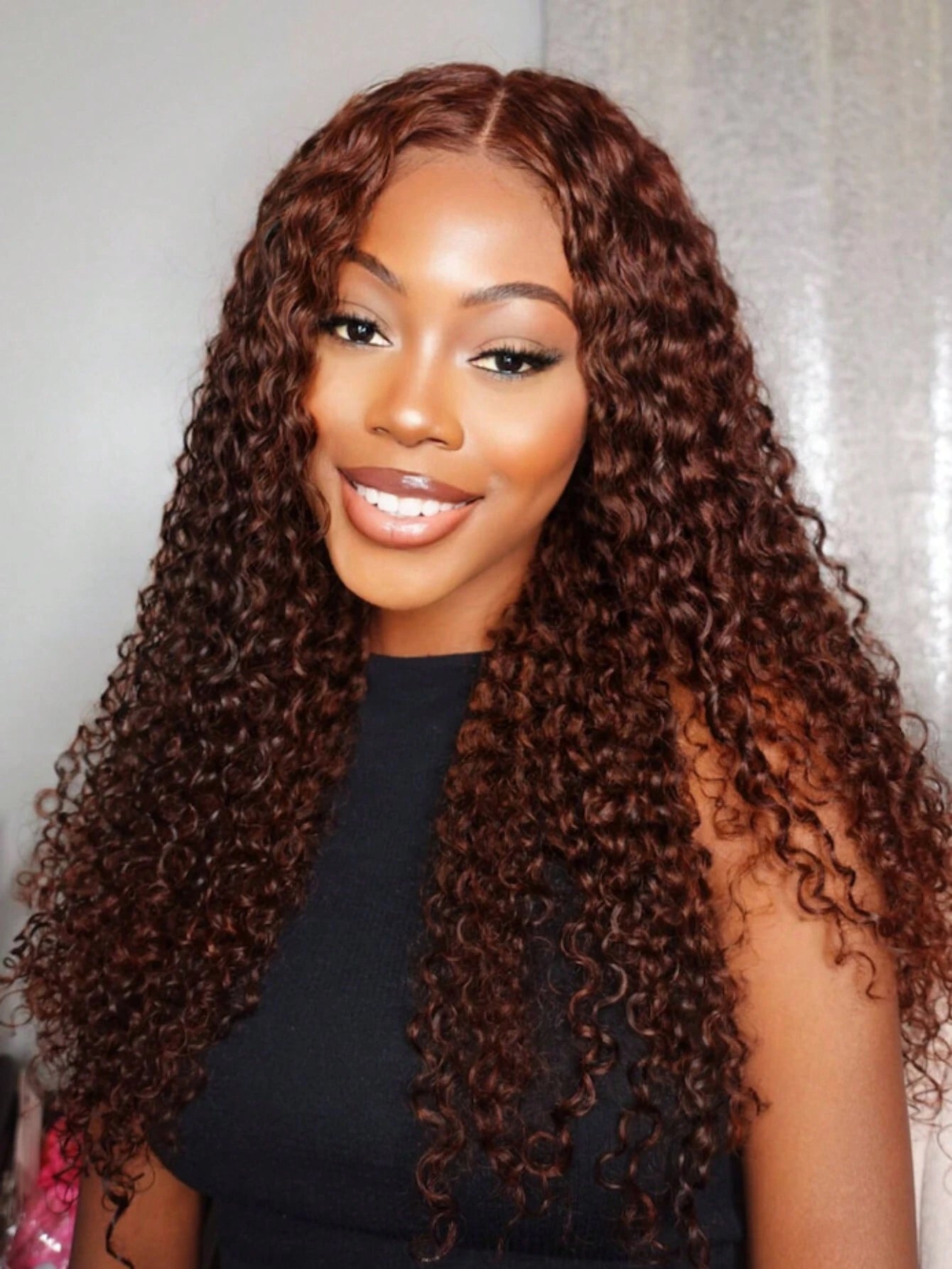 Reddish Brown Pre Cut Pre Plucked Pre Bleached 13x4 Lace Frontal Wig Jerry Curly Wigs For Women Unice Hair
