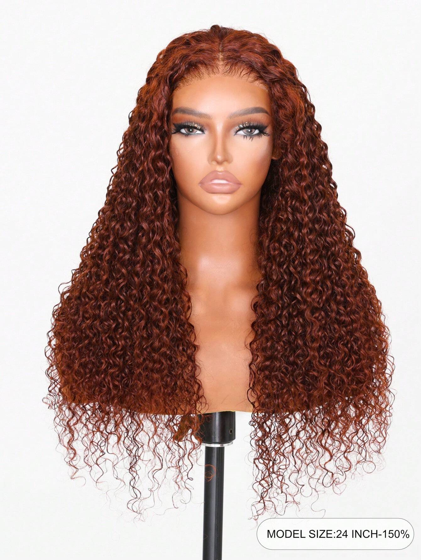 Reddish Brown Pre Cut Pre Plucked Pre Bleached 13x4 Lace Frontal Wig Jerry Curly Wigs For Women Unice Hair