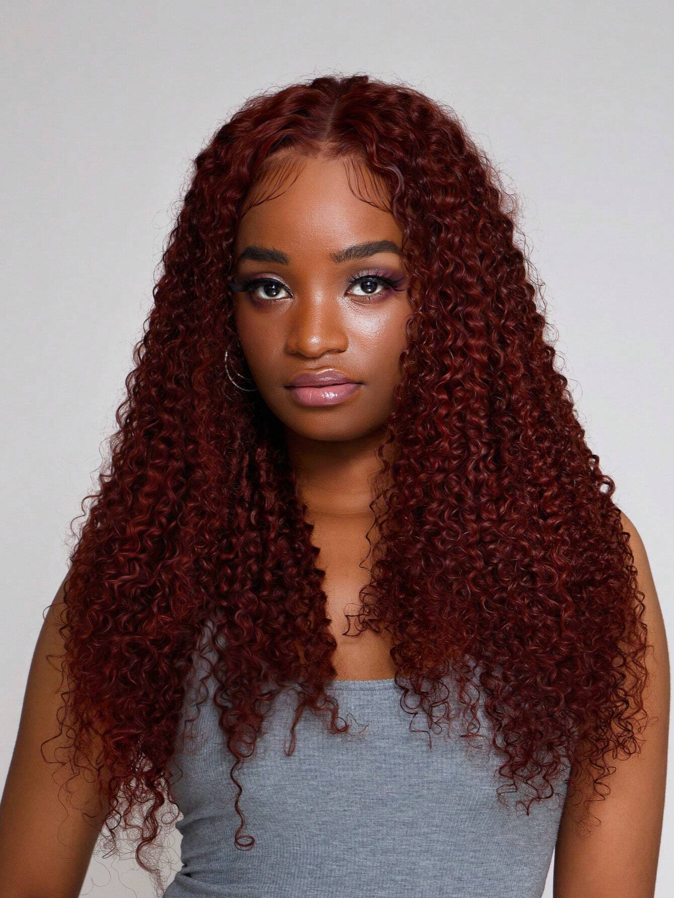Reddish Brown Pre Cut Pre Plucked Pre Bleached 13x4 Lace Frontal Wig Jerry Curly Wigs For Women Unice Hair