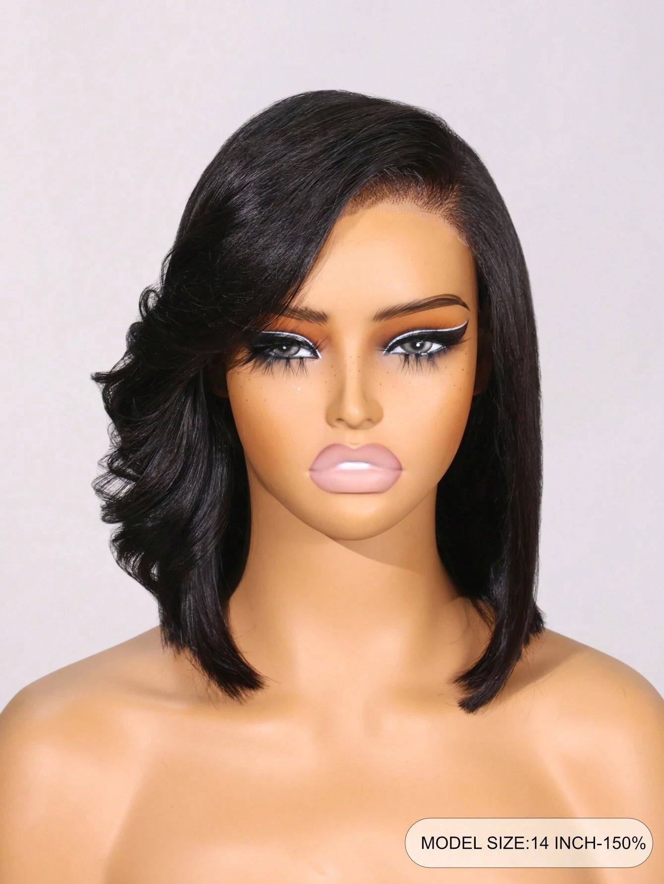 Side Part Bob Wig With Blow Out Bangs Pre Cut Pre Bleached Pre Styled 7x5 Lace Human Hair Glueless Wig Ready To Wear & Go Bye Bye Knots Wig Black Feathered Bob Wig